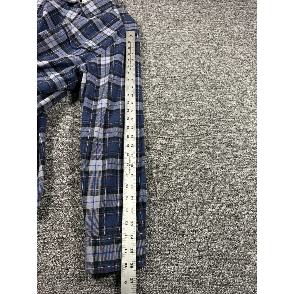 The North Face Mens XL Blue Grey Plaid Cotton Flannel‎ Long Sleeve Button Shirt